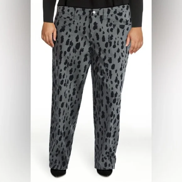 Scoop Herbal Olive Leopard Print Seamed Barrel Jeans NWT in Various Sizes - Picture 4 of 13